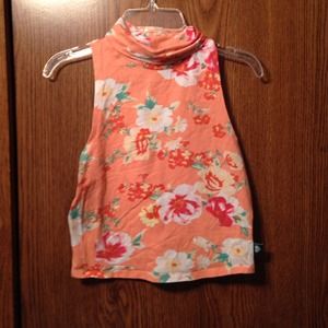 Floral turtle neck crop top