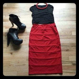 Popular Basics Candy Apple Red Pencil Skirt