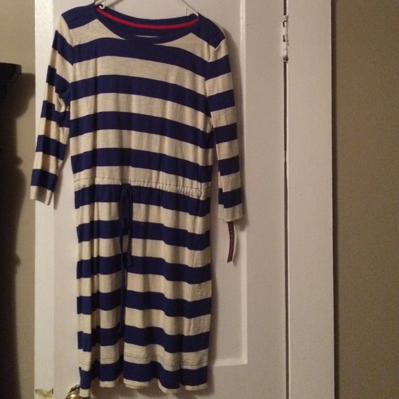 Blue and off white stripe dress