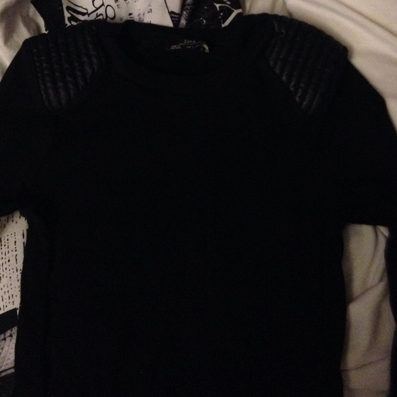 Zara leather shoulder padding long sleeve