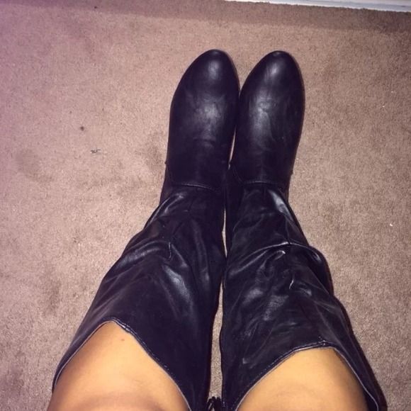 Black mid calf boots