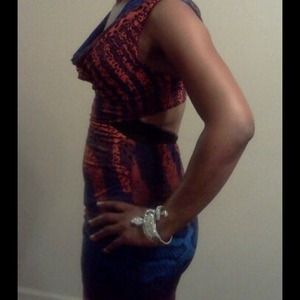 Bebe Red and Blue snake & cheetah print dress