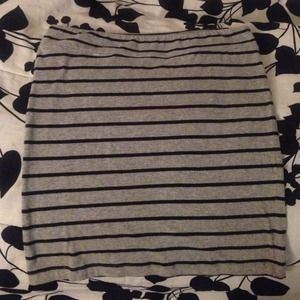 Gray and black stripped skirt.