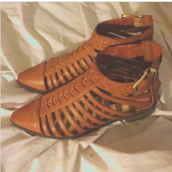 Brown caged sandals
