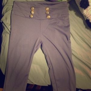 Grey leggings with 6 gold buttons. Never been worn