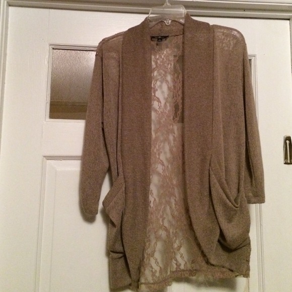 Light brown cardigan with lace back