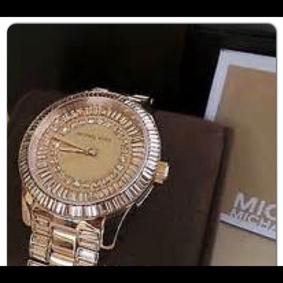Michael Korls rose gold crystal watch