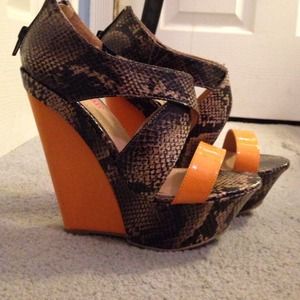 Orange and snake skin wedges