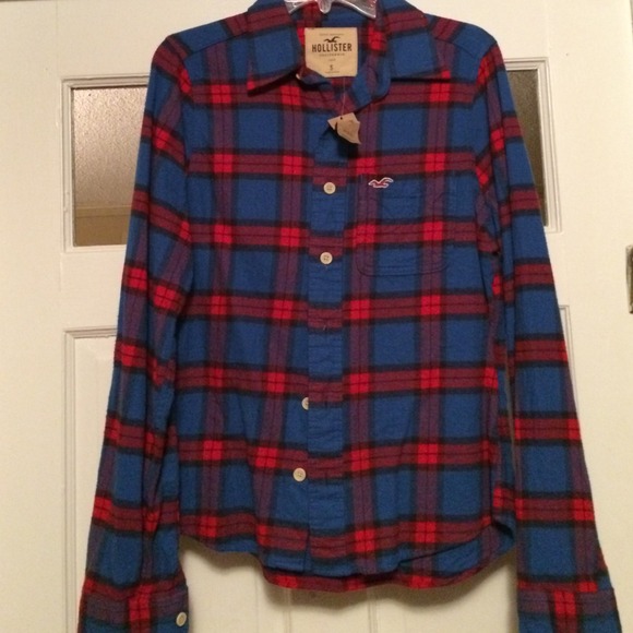 Blue and red long sleeve hollister shirt