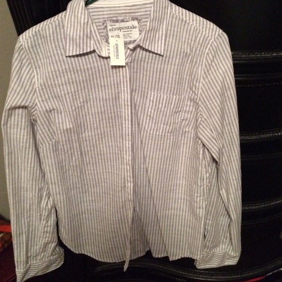 Gray and white stripe shirt from Aeropostale