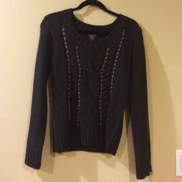 Brown sweater with gold chain detailing
