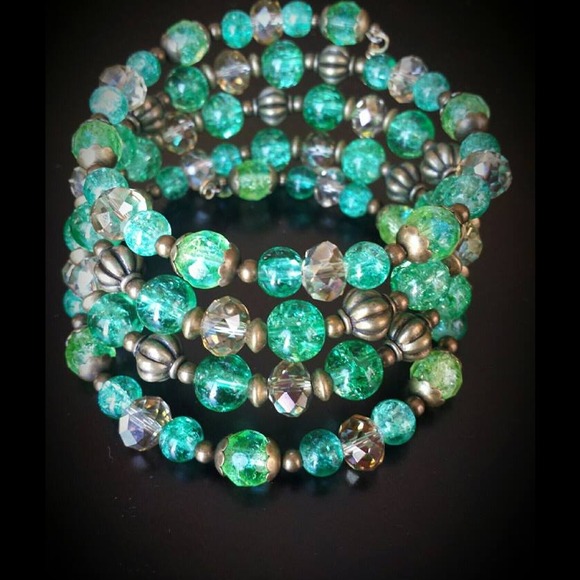 Crystal Bead Wrap Bracelets, Memory wire bracelets