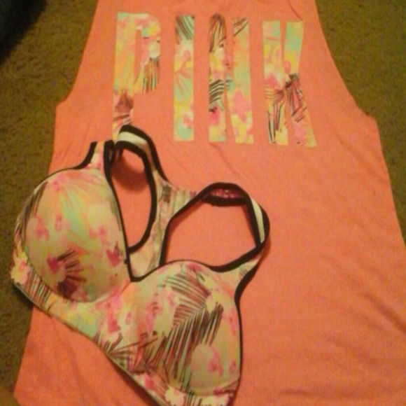 Rare sold out Victoria Secret Pink tank and yoga b