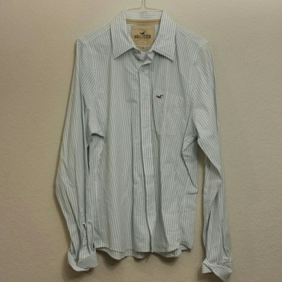 Men's Hollister dress shirt light blue stripped