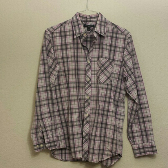 Men's banana republic purple plaid dress shirt