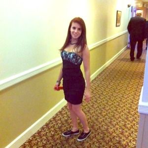 Size 7 black and white lace prom dress