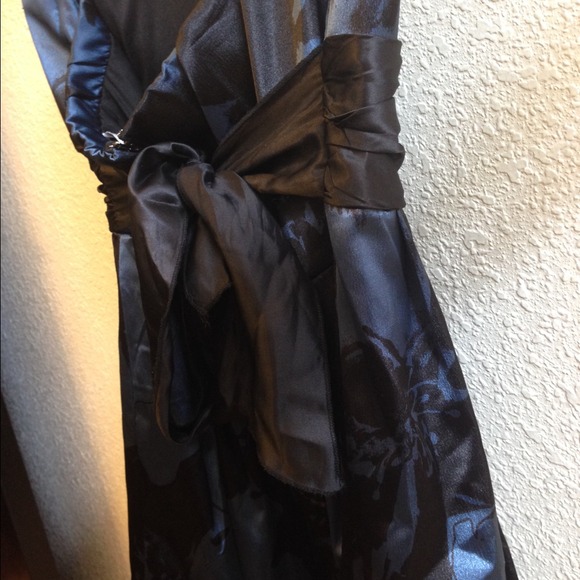 Navy Blue dress w/Black Floral Pattern