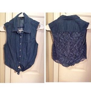 Crop jean button up