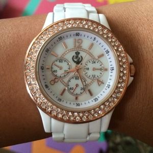 New premier designs white and rose gold watch!