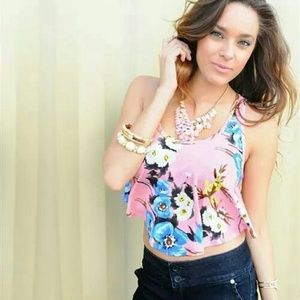 Pink Floral Crop Top