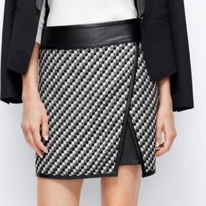 Ann Taylor Faux Leather Trim Tweed Skirt