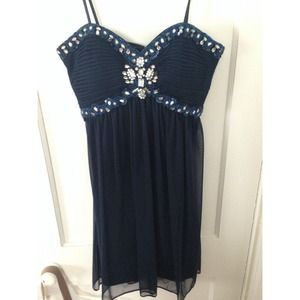 Royal blue jeweled short formal dress