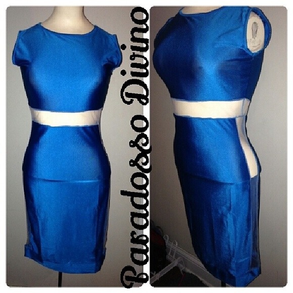Sexy mesh blue dress