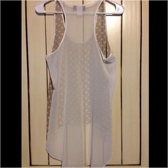White, tan, polka dot, tank.  Sexy & responsible. - Picture 2 of 3