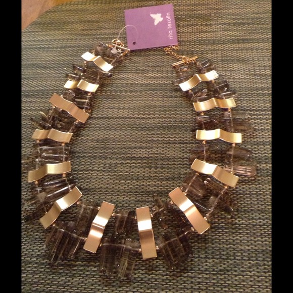 🎁💝SMOKEY QUARTZ, gold plated neck 🎁💝
