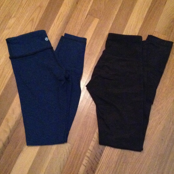 Lululemon WU leggings camo & blue and gray stripe.