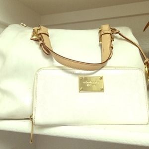 Shiny white MK handbag with wallet bundle