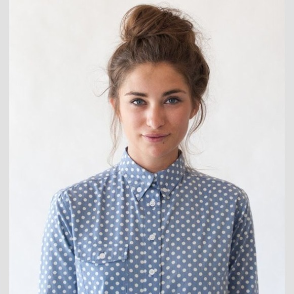 Chambray polka dot shirt