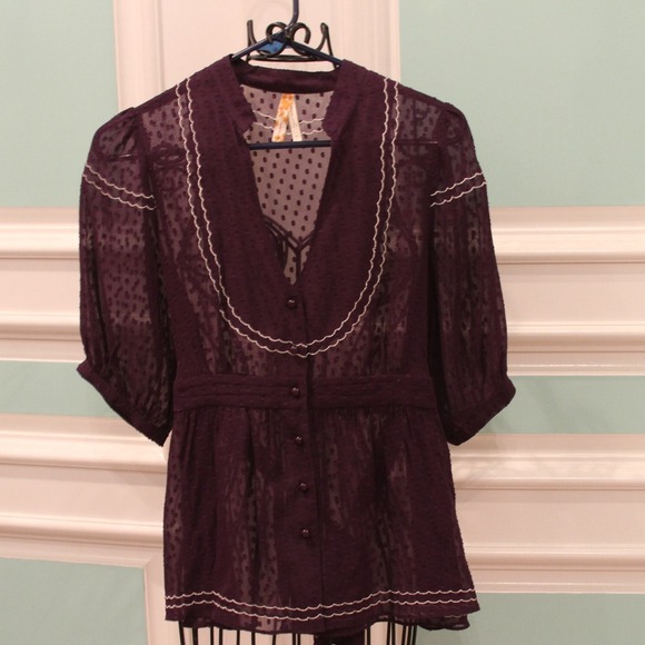 Anthropologie Navy Blue Blouse