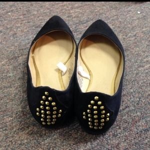 Black and gold flats