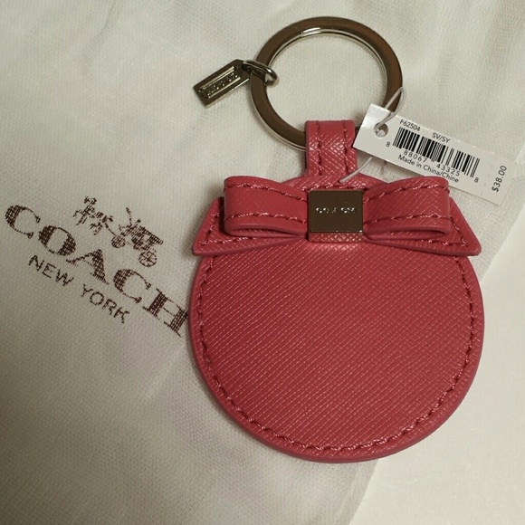 Coach Accessories - New Coach key ring pink saffiano leather mirror