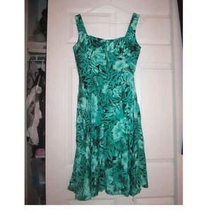 Green floral midi dress