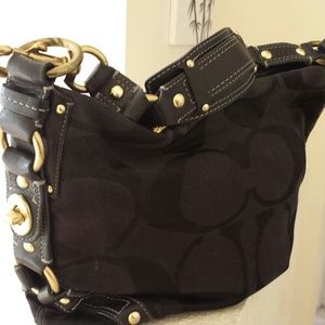 Authentic Coach Black Carly Signature Shoulder Bag