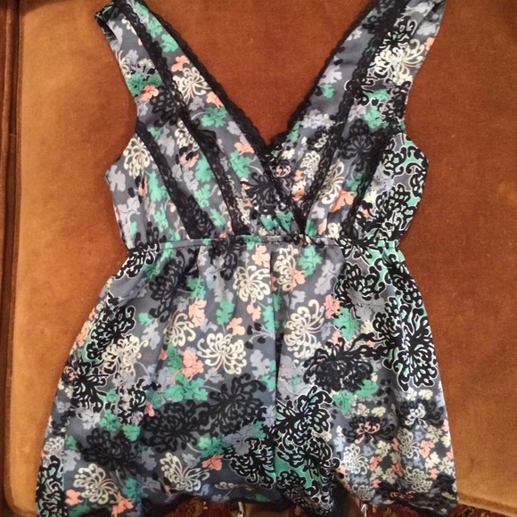 Nordstrom Floral Print Blouse with Lace Detailing