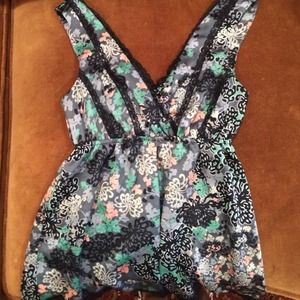 Nordstrom Floral Print Blouse with Lace Detailing