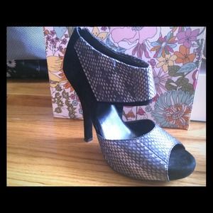 Suede Snakeskin Heel