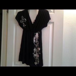 Front and back v neck babydoll top