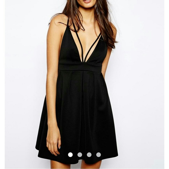 Oh My Love Plunge Neck Skater Dress