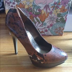 Brown Snakeskin Sky High Heel