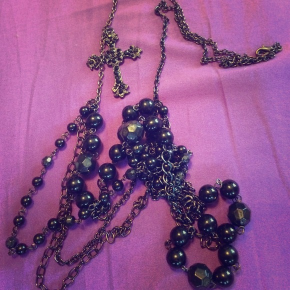 Black cross necklace