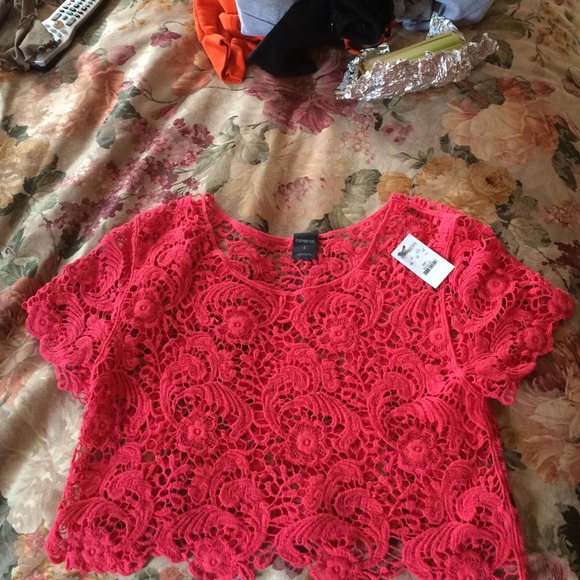Beautiful coral crocheted crop top