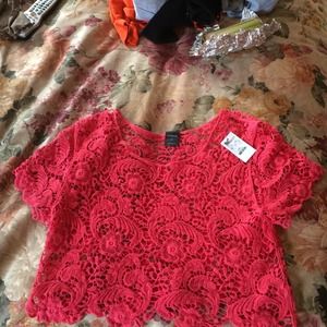 Beautiful coral crocheted crop top