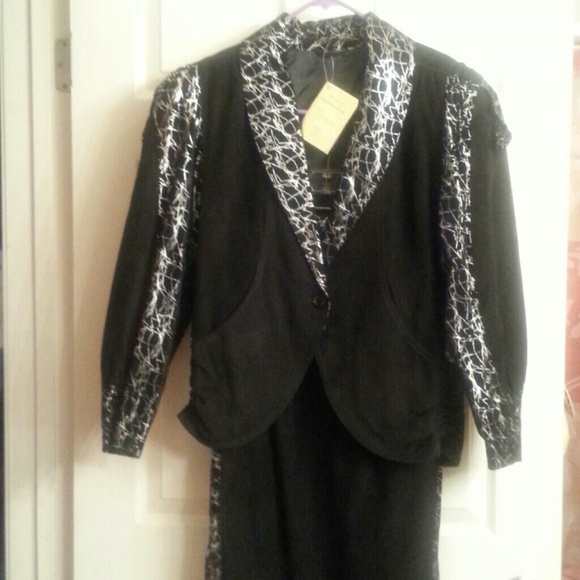 REDUCED! SUEDE BLACK & SILVER SUIT....BRAND NEW!