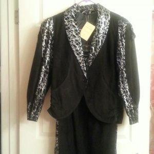 REDUCED! SUEDE BLACK & SILVER SUIT....BRAND NEW!