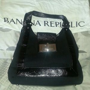 Banana Republic purse with black patent detail