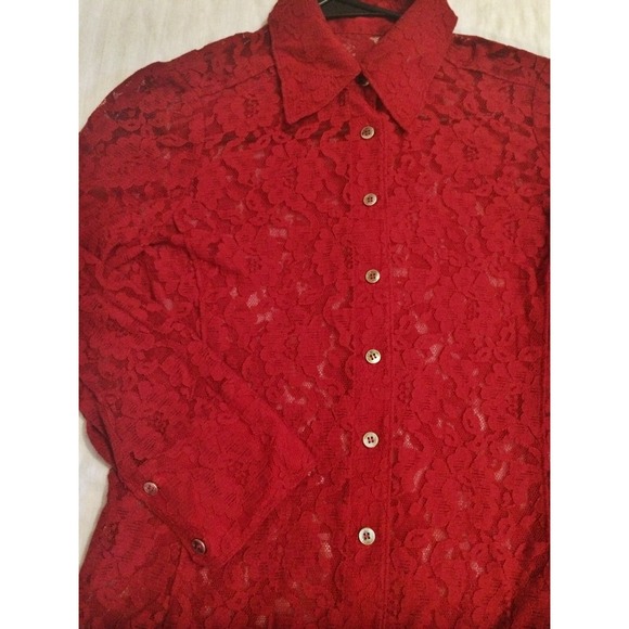 ️🏉❤️Game day Red lace collared top ❤️🏉